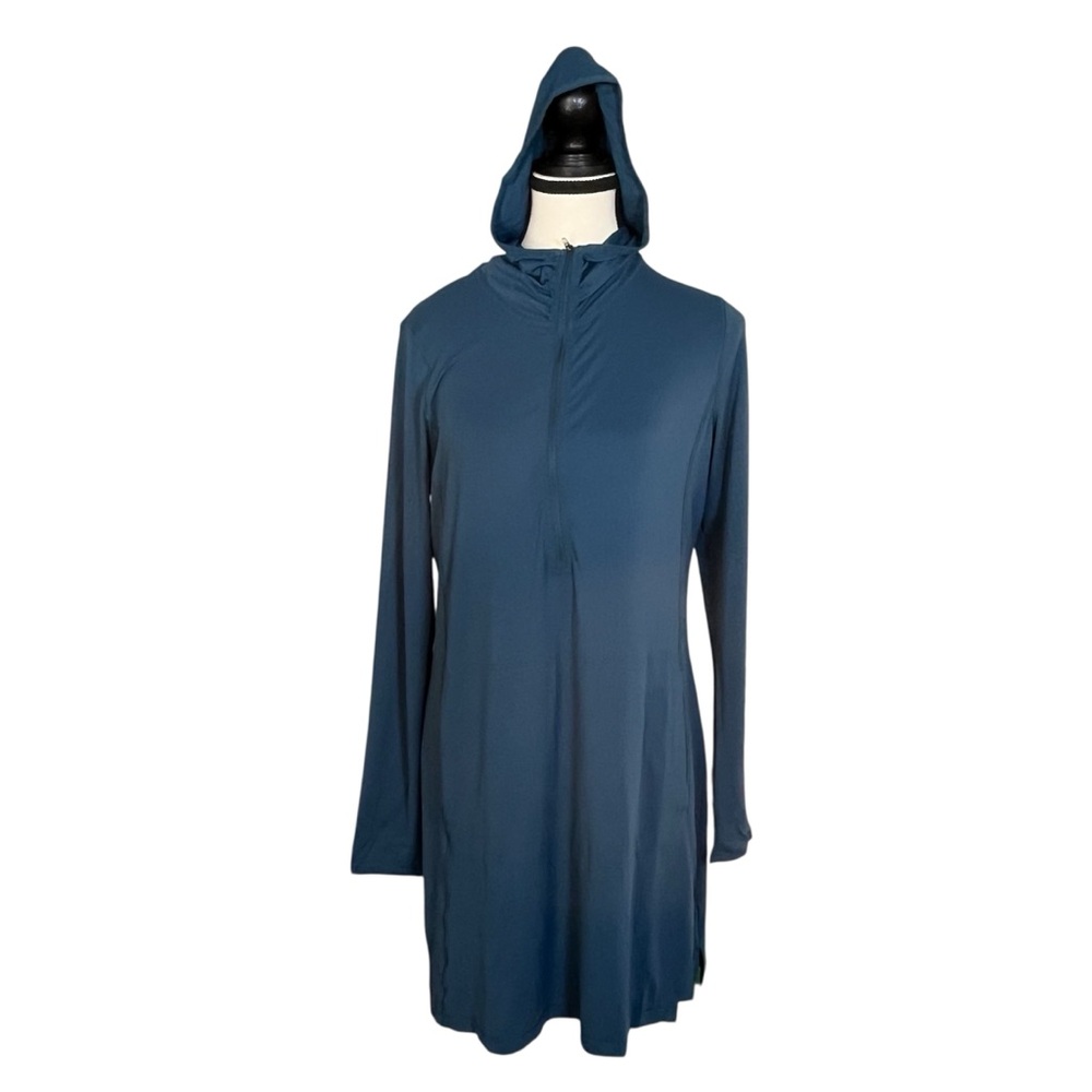L.L. Bean Women’s Sand Beach Cover-Up Blue Hooded Half Zip Lightweight Small NWT